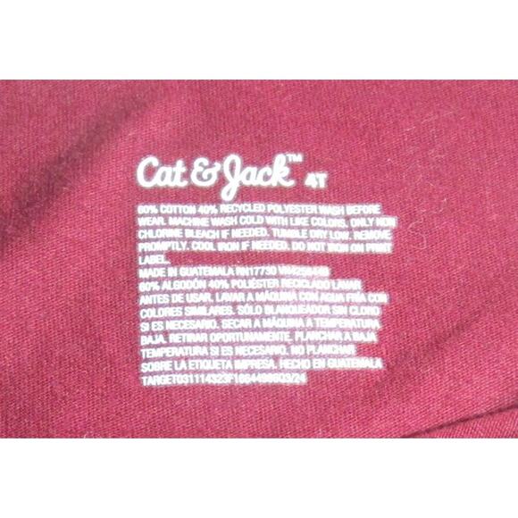 Cat & Jack Unisex Toddler Burgundy Tee Size 4T Long Sleeves Eco-Fashion - Picture 4 of 5